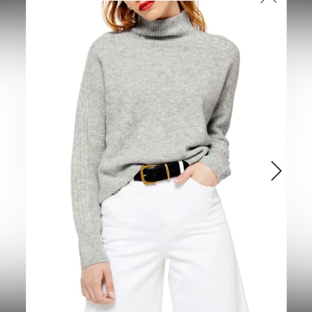 Topshop cropped oversized boxy gray sweater
